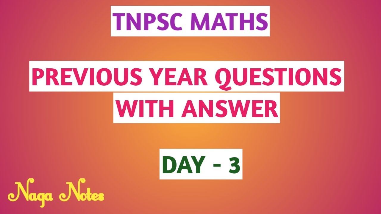 TNPSC |MATHS |PREVIOUS YEAR QUESTION PAPER (MATHS )|DAY 3