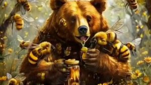 МИШКА И МЁД 🐻🍯(автор стихов и генерации видио Лидия Сальская Купаева)