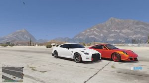 Porsche Turbo S vs Nissan GT-R Nismo дружеская гонка двух старых соперников в GTA V,