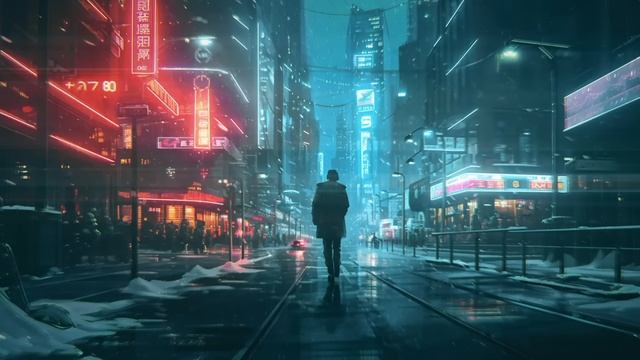 Winter Night  Relaxing Blade Runner Soundscape  Cyber Blues Ambient Music
