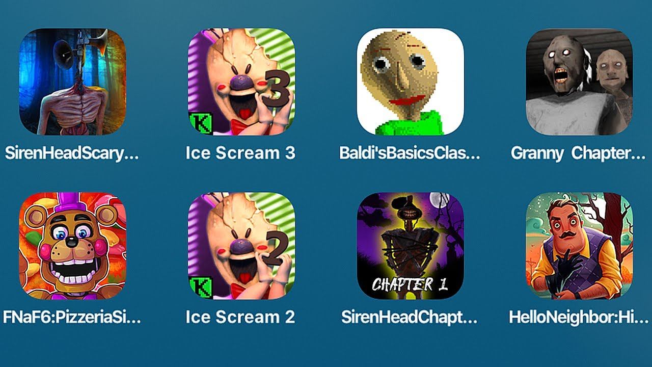 HELLO NEIGHBOR HIDE & SEEK,SIREN HEAD,ICE SCREAM 2,FNAF 6 PIZZERIA,GRANNY CHAPTER 2,BALDI'S BASICS смотреть онлайн
