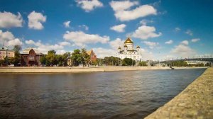 Moskva river and Christ the Savior Cathedral in Moscow, Russia