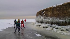 4k Нордические Конькобежцы  Льды и вода у фарватера, батареи Демидов, фортов Шанец и Риф