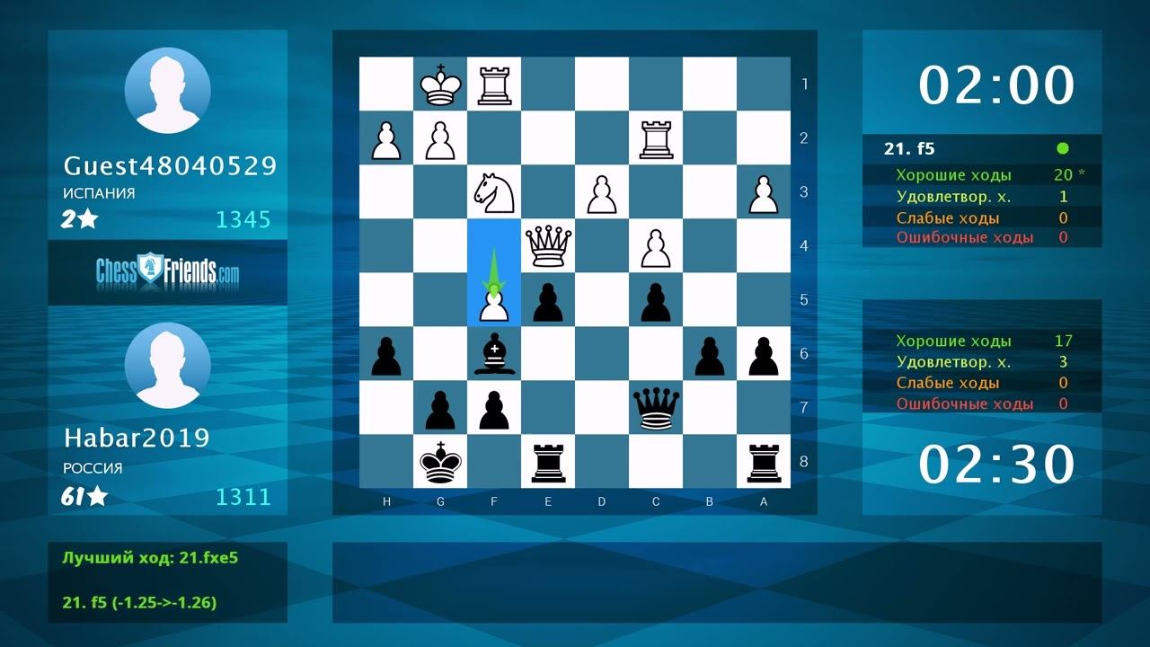Анализ шахматной партии: Guest48040529 - Habar2019, 0-1 (по ChessFriends.com) смотреть онлайн