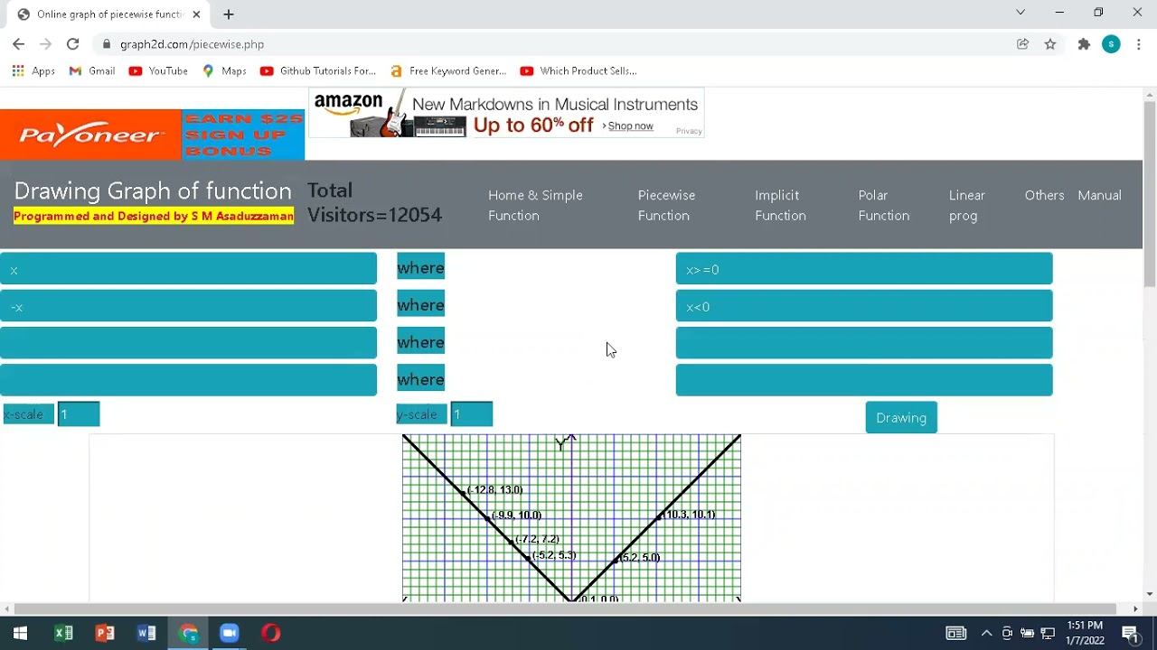 free online graphing calculator to draw piecewise function  by https://graph2d.com/piecewise.php