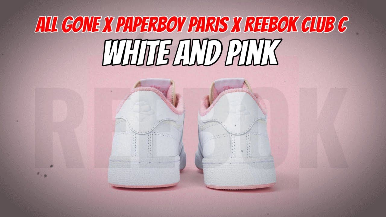 ALL GONE x Paperboy Paris x Reebok Club C White and Pink смотреть онлайн