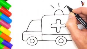 Как нарисовать Скорую помощь. Рисуем машину  неотложки вместе с ребенком