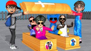 Scary Teacher 3D Nick and Tani Troll Huggy Wuggy's Car Wheel vs Miss T and Hello Neighbor Swimming