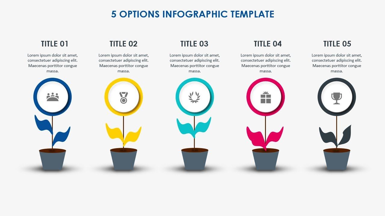 (PowerPoint Tutorial No. 306) Create 5 steps Plant infographic template design in PowerPoint