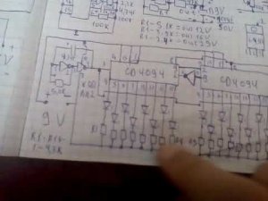 Регистр сдвига на двух микросхемы CD4094 (к561пр1) 16 светодиодов
