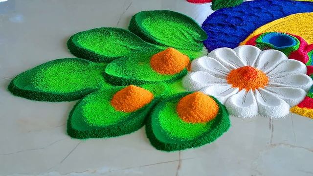 #1696 Gudi padwa rangoli design | satisfying video | Ugadi rangoli design | muggulu