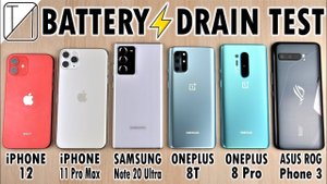 iPhone 12 vs iPhone 11 Pro Max / Note 20 Ultra / OnePlus 8T / 8 Pro / ROG 3 Battery Life DRAIN Test
