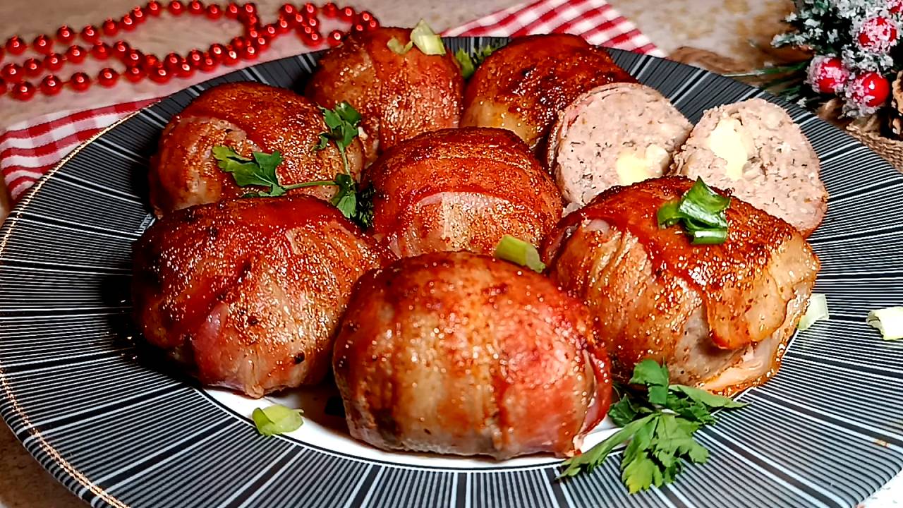 🎄 МЯСНЫЕ ШАРИКИ В БЕКОНЕ - Закуска на праздничный стол