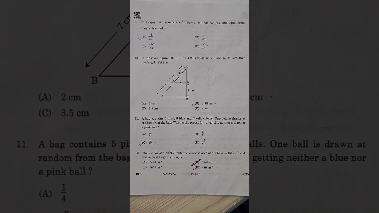 MATHS PAPER CLASS 10 2022-23 CBSE BOARD SET 1, 30/6/1 MCQ PART 1 FULL PAPER SOLUTION