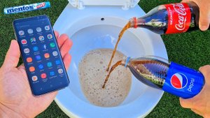 Experiment !! PHONE vs TOILET Pepsi, Coca Cola and Mentos