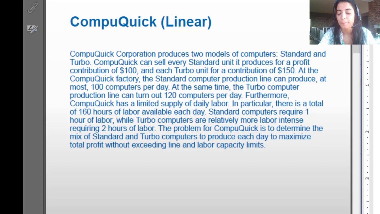 Linear optimization (objective function, decision variables, and constraints) example