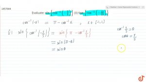 Evaluate: sin{cos^(-1)(-3/5)} (ii) tan{cos^(-1)(-(12)/(13))} | 12 | INVERSE TRIGONOMETRIC FUNCTI...