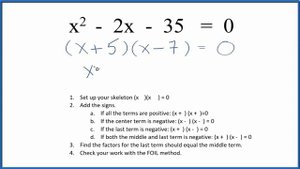 How to Solve x^2 - 2x - 35 = 0 by Factoring