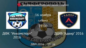 Инкомспорт 2016 vs ДШФ Адвир