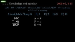 00-9-15 Abiturent Matematika DTM Test Hisoblashga oid misollar