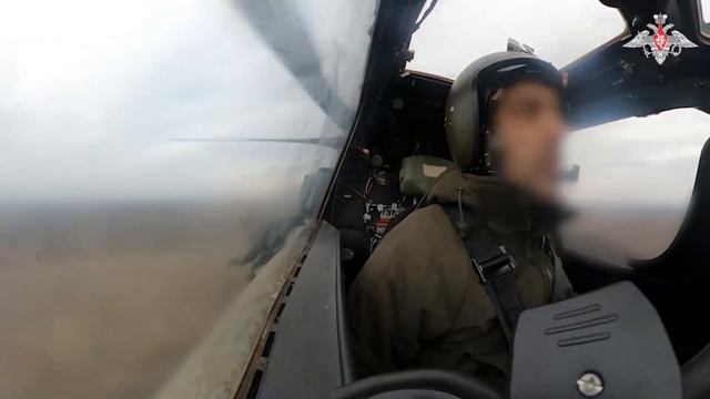 Кадры пуска вертолетом Ми-28НМ армейской авиации легкой многоцелевой управляемой ракеты (ЛМУР) «...