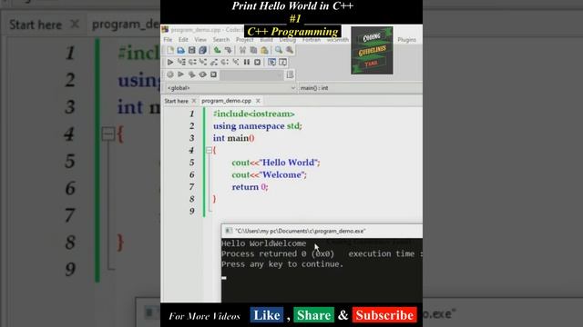 Print Hello World in C++ | C++ Programming | #short