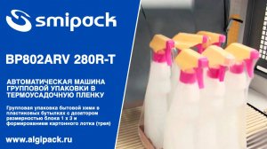 Алджипак автомат Smipack BP802ARV 280R-T упаковка бытовой химии в бутылках с дозатором в лотке