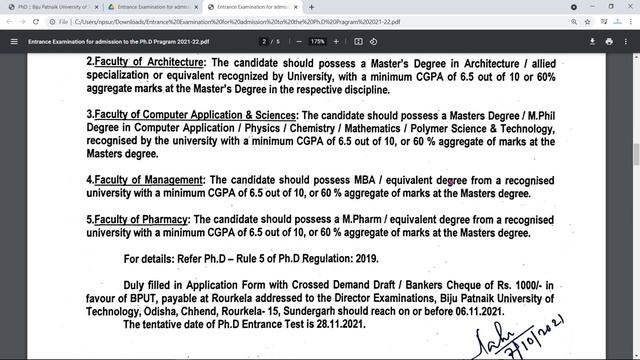 PhD Admission 2021 in Biju Patnaik University of Technology | BPUT PhD admission Notice 2021 | BPUT