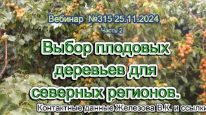 Железов Валерий. Вебинар 315. ч.2. Выбор плодовых деревьев для северных регионов.