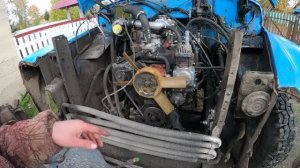 ЗиЛ-130 капитальный ремонт двигателя Д-245 турбо-дизель. МТЗ-82 с куном помогает вытащить двигатель!