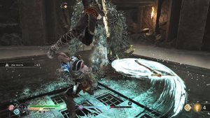 God of War 2018. Замедление времени с помощью талисмана предательства без урона Валькирия Гюннр.