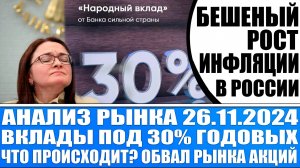 АНАЛИЗ РЫНКА 26.11 /  ВКЛАДЫ ПО 30% ГОДОВЫХ / САНКЦИИ США НА ГАЗПРОМБАНК / ОБВАЛ АКЦИЙ РОССИИ!!!