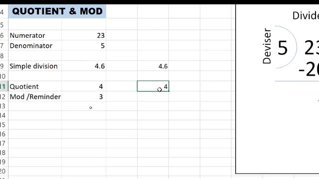 MS Excel - Product power SQRT Quotient Mod Int Round Trunc  #excelformula #excelfunctions | part 19