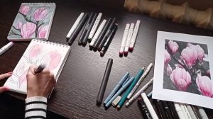 Рисуем скетч  Магнолия