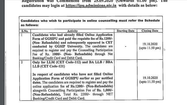 IPU LEET 2020 Online counselling Date Extended Latest update CHOICE FILLING DETAILS