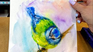 Акварельная синичка. 
Быстрый рисунок.
Бесплатный МК.
Художник Елена Реутова