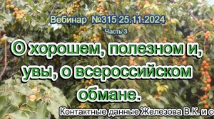 Железов Валерий. Вебинар 315. ч.3. О хорошем, полезном и, увы, о всероссийском обмане.