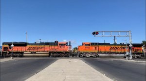 BNSF 8078 Manifest Freight Train South - E. Weber Avenue Railroad Crossing, Stockton CA