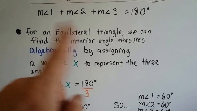 Grade 8 Math #11.2e, Find missing Equilateral triangle measures Algebraically