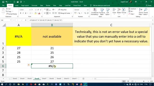 Lecture - 147 : Excel : How to use IFERROR, IFNA and IFS function