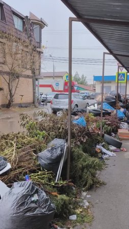 Краснодар в конце ноября после снегопада и дождя, пересечение Российской и Весенней улиц