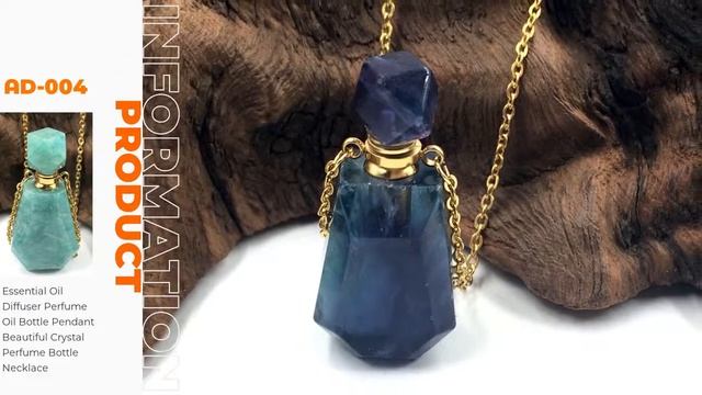 Perfume bottle necklace faced gemstone pendant necklace crystal quartz charm essential oil bottle