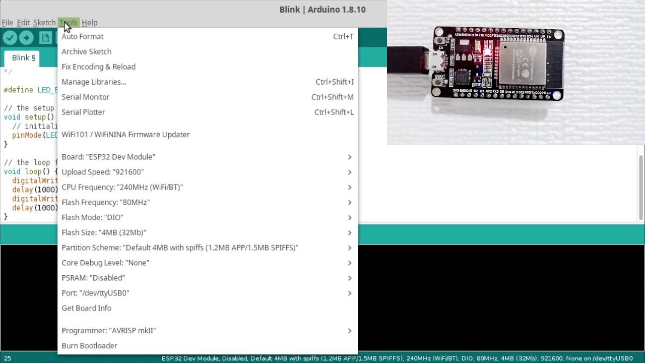 ESP32 Blink Test With Arduino Software (IDE)