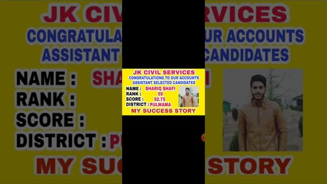 JKSSB ACCOUNTS ASSISTANT/  RANK 59 STRATEGY .700 + SELECTIONS, Thanks to the candidates who made it