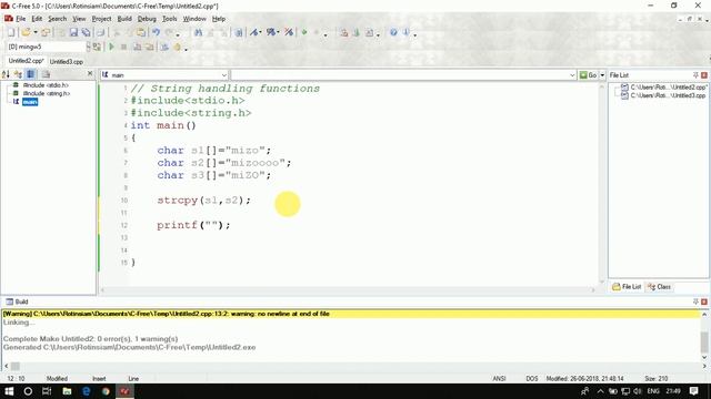 25. String function In C--Mzo tawngin--(25 June 2018)