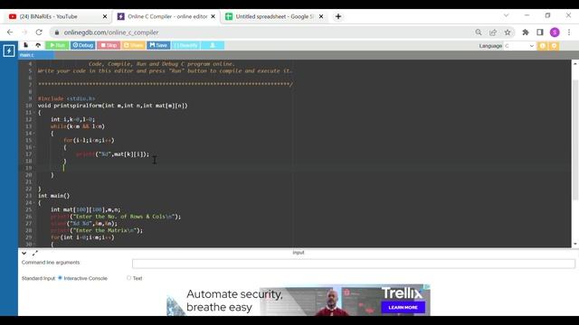 Print Matrix in Spiral Form | Zoho Programming Question with Solution | BiNaRiEs