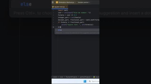 Square root in python #coding #pythontricks #learnpython #pythonlearning #pythonfullstackdevelopmen
