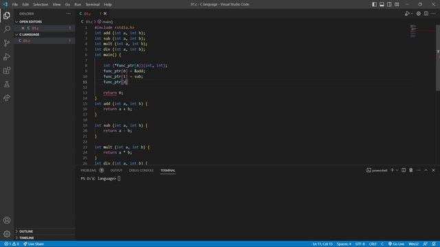 "Mastering Array of Function Pointer in C Language - Step-by-Step Tutorial"