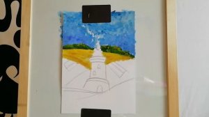 Как нарисовать пейзаж с мельницей/Рисуем пейзаж поэтапно