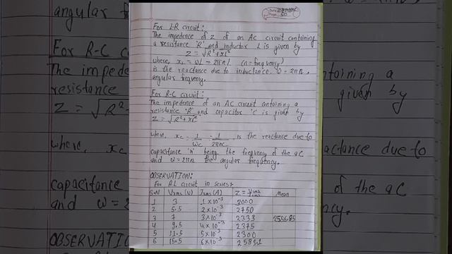 Experiment to determine the impedance of RC and RL Circuit in series.